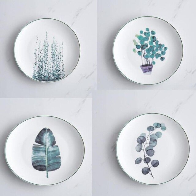 Green Plants Dinner Plates (4pcs)