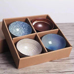 Japanese Traditional Ceramic Dinner Bowls (4pcs)